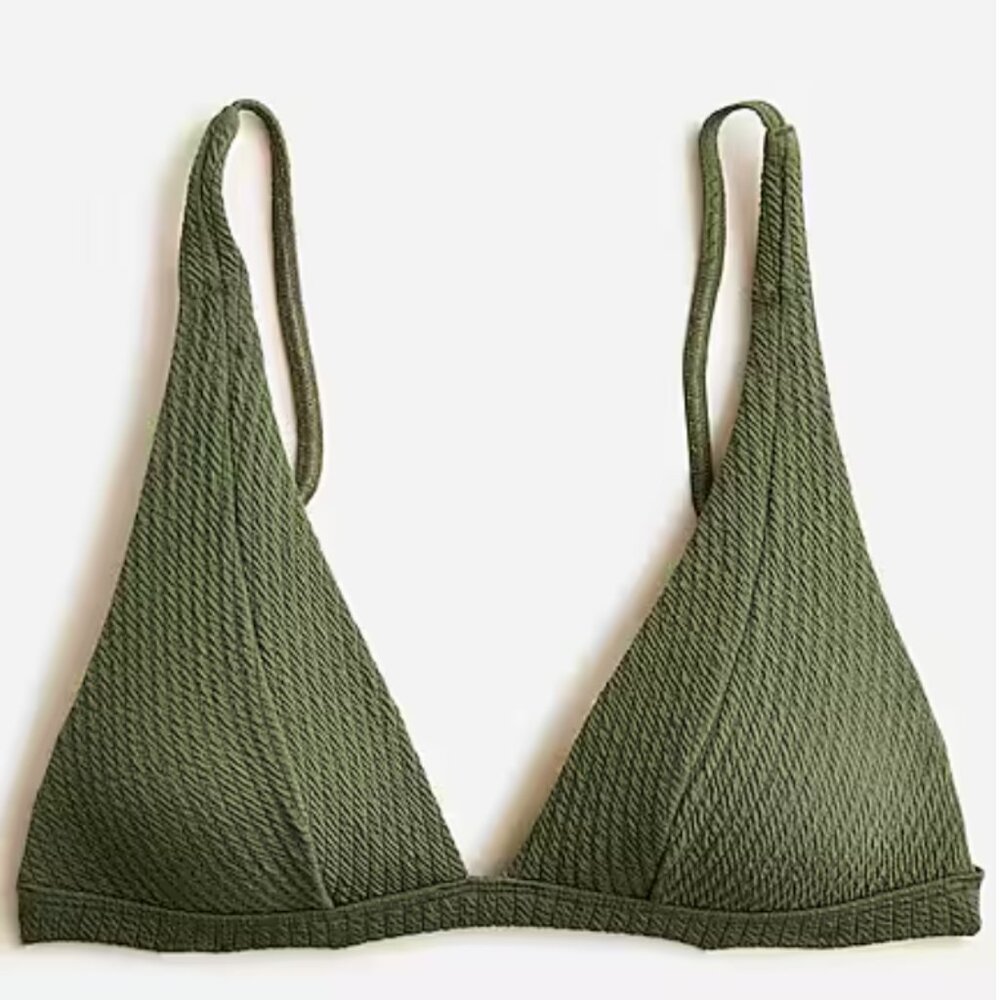 ISO J. Crew Textured Plunge Bikini Top - Size S - Green